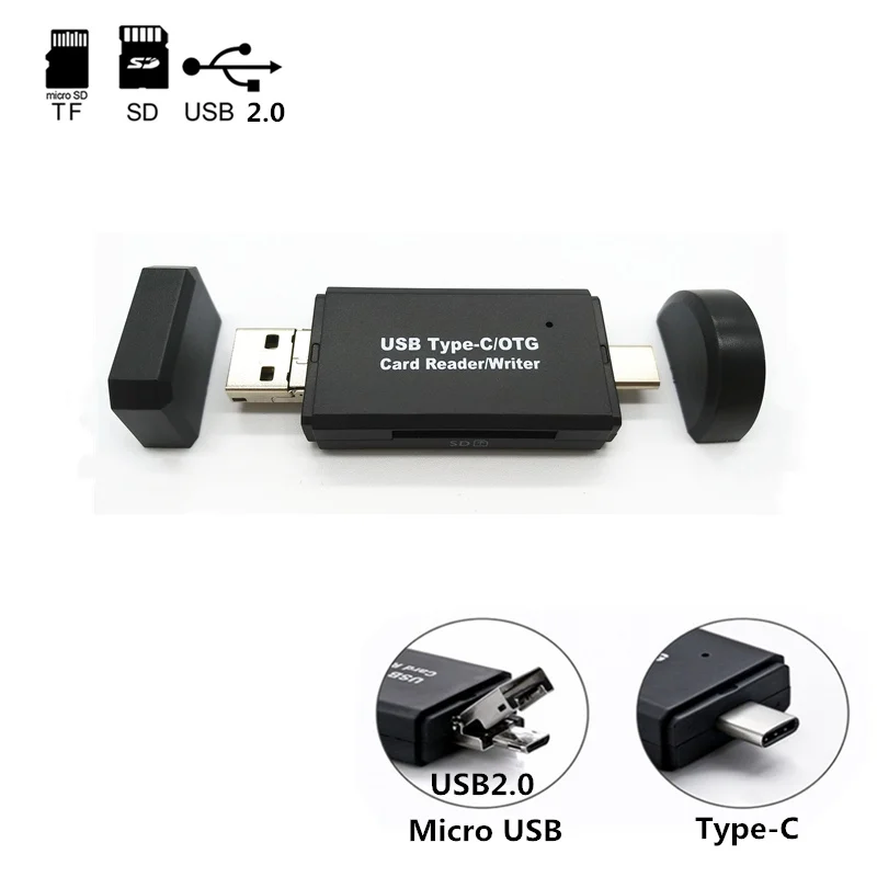 GAOMUYUE Тип C& micro USB& USB 3 в 1 кардридер для телефонов с USB2.0 кардридер s для SD/TF карт, используемых для компьютера Dp4