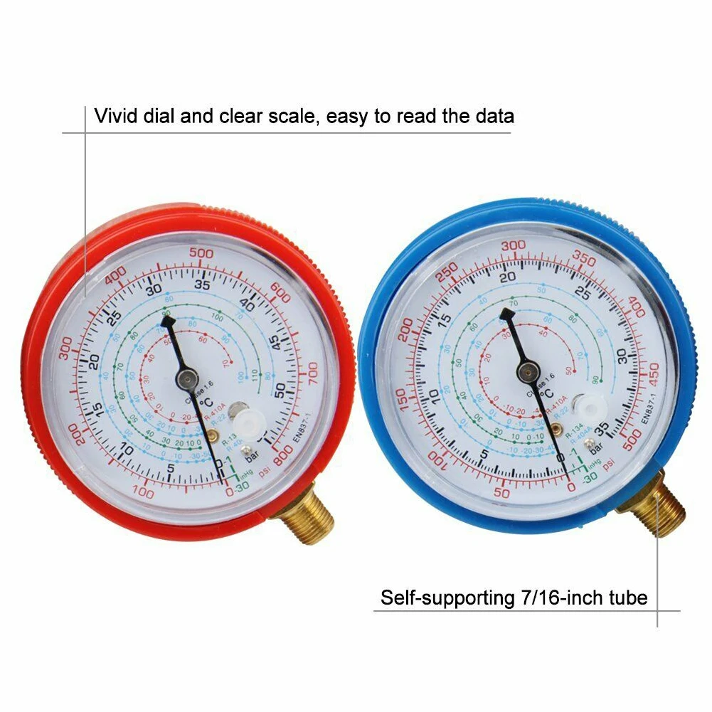 

1 Pair Replacement Parts Pressure Gauge Diagnostic Manifold Auto Quick Read Air Condition Car Repair Durable For R134a R404a R22