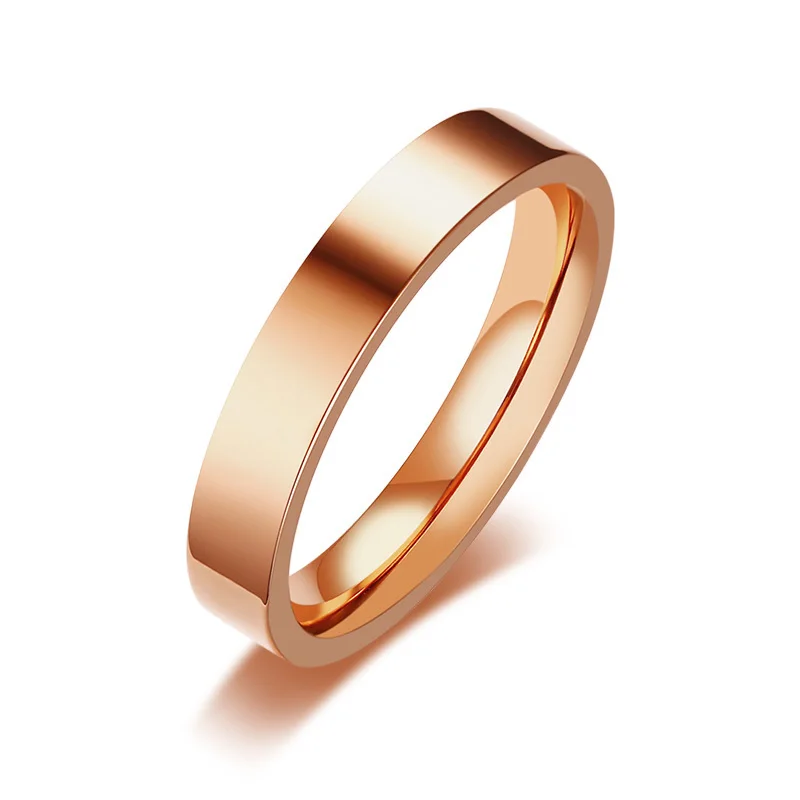 Vnox Классический 4 мм унисекс кольцо из нержавеющей стали простой союз для женщин мужчин трендовые ювелирные изделия розовое золото цвет обручальное кольцо - Цвет основного камня: Rose Gold Color
