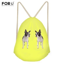 FORUDESIGNS/забавные женские сумки с 3D принтом собаки, Бостон-терьер, на шнурке, модные желтые рюкзаки для девочек-подростков, студентов, пляжные сумки