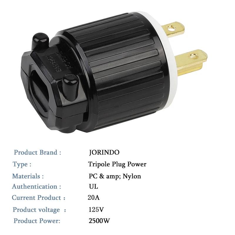 Prise Industrielle Cooper Ultra Grip NEMA 6-15P - 15A 250V - Lame Droite, Câble, Lourd - Pour Usage Intérieur