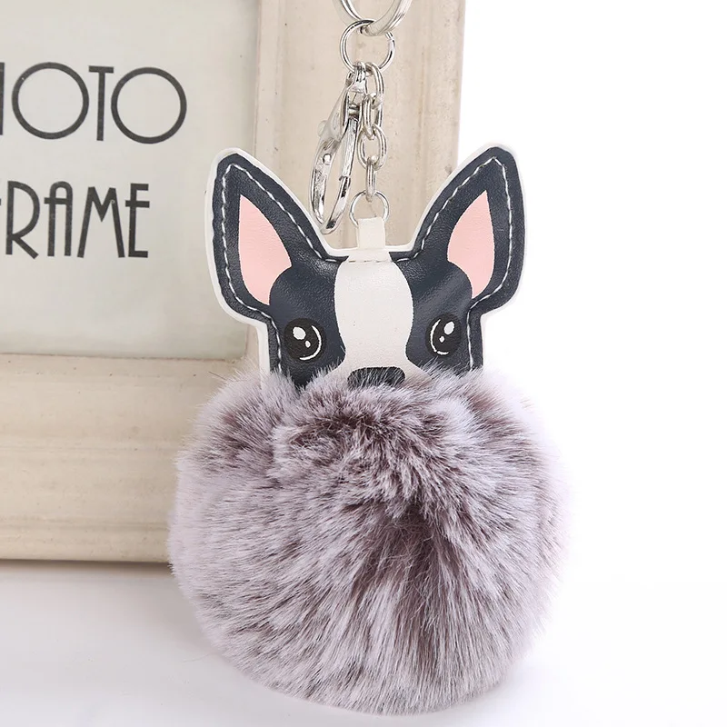Симпатичные Помпона брелок Doggy Dog щенок брелок пушистый искусственный мех кролика мяч Pom Брелки Кольца для Для женщин автомобиля сумка