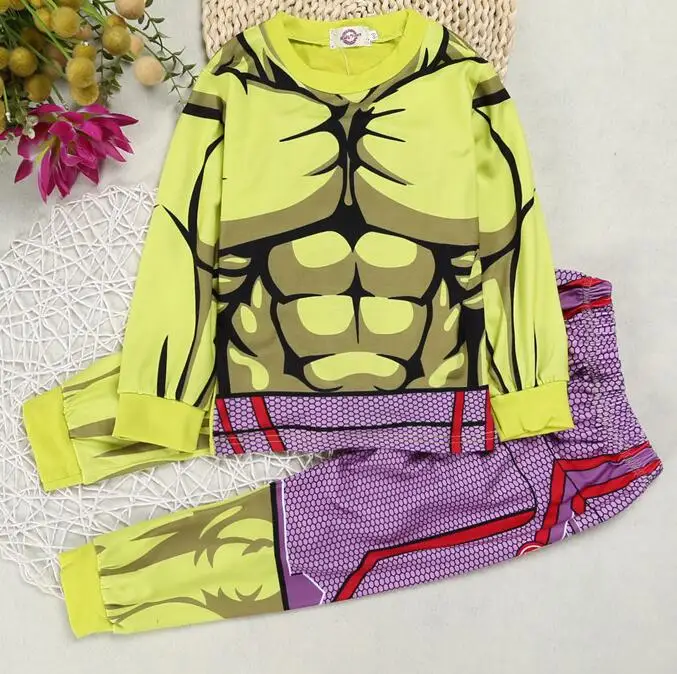 Пижама с Мстителями Marvel; комплект одежды для мальчиков; одежда для сна с человеком-пауком, капитаном Америка, Тором, Халком, Железным человеком; пижамный комплект с длинными рукавами для мальчиков - Цвет: 1