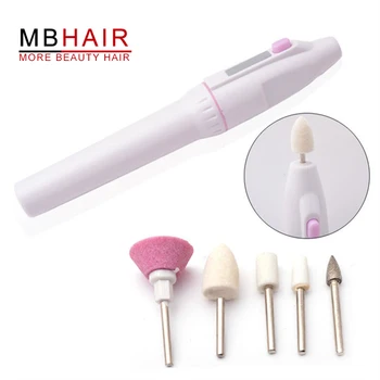 

5 IN 1 Battery Nail Bit Mini Electric Nail Drill Machine Manicure Tool Nail File Buffer Art Pen Polish Electric Accessorie