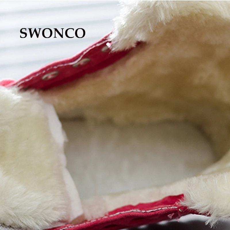 Женские ботильоны SWONCO зимние ботинки из искусственной кожи на резиновой подошве