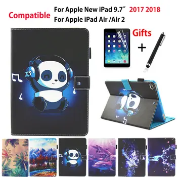 

Panda Painted Case For Apple iPad 9.7 2017 2018 6th Generation A1954 Cover For iPad air air2 Funda Tablet Shell +Stylus+film
