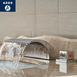 Azos раздельный faucetводопад Водопад латунь хром переключатель холодной и горячей воды балкон душ для купания комната двойная ручка три
