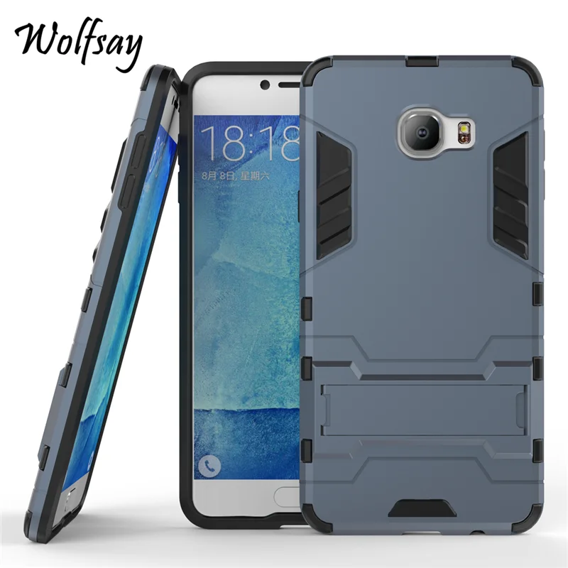 

For Samsung Galaxy C7 Case C7000 Slim Robot Armor Phone Cover Kickstand Shockproof Rubber Hard Back Case For Samsung C7 Coque