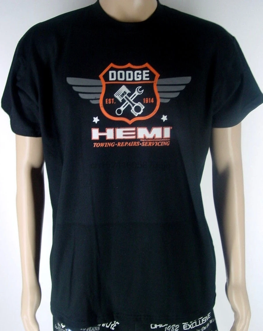 Dodge T-shirt Mens Round Neck Short Sleeves Cotton Bottoming T-shirt Fashion Tops Adult Clothing