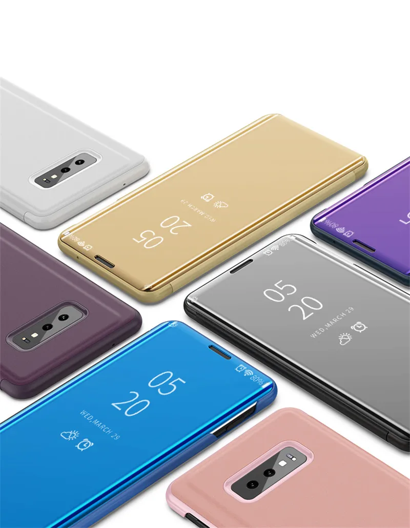 Для samsung Galaxy S10e S10 S9 плюс NOTE9 Роскошные Clear View Флип Чехол Гальванопокрытие хромом
