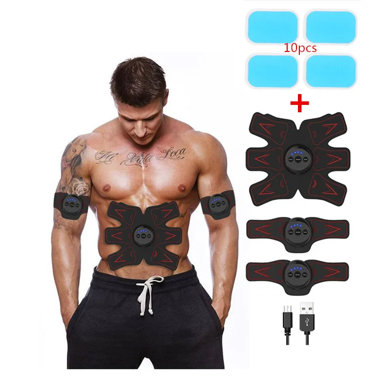

Rechargable Abdominal Muscle Toner Toning Belt Abdominal /Arm/Leg Muscle Fitness Trainer Gear+10pcs Replecament Gel Sticker