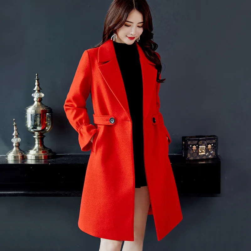 Red dress with sleeves wool coat Red dress with sleeves wool coat