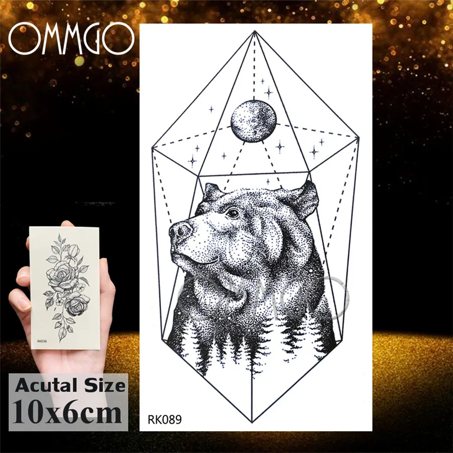 Временная татуировка OMMGO маленькая водостойкая наклейка в виде мишки леса