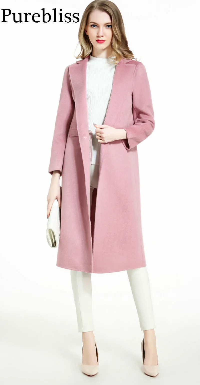 purebliss 100 cashmere winter wool long wool coats women pink red camel