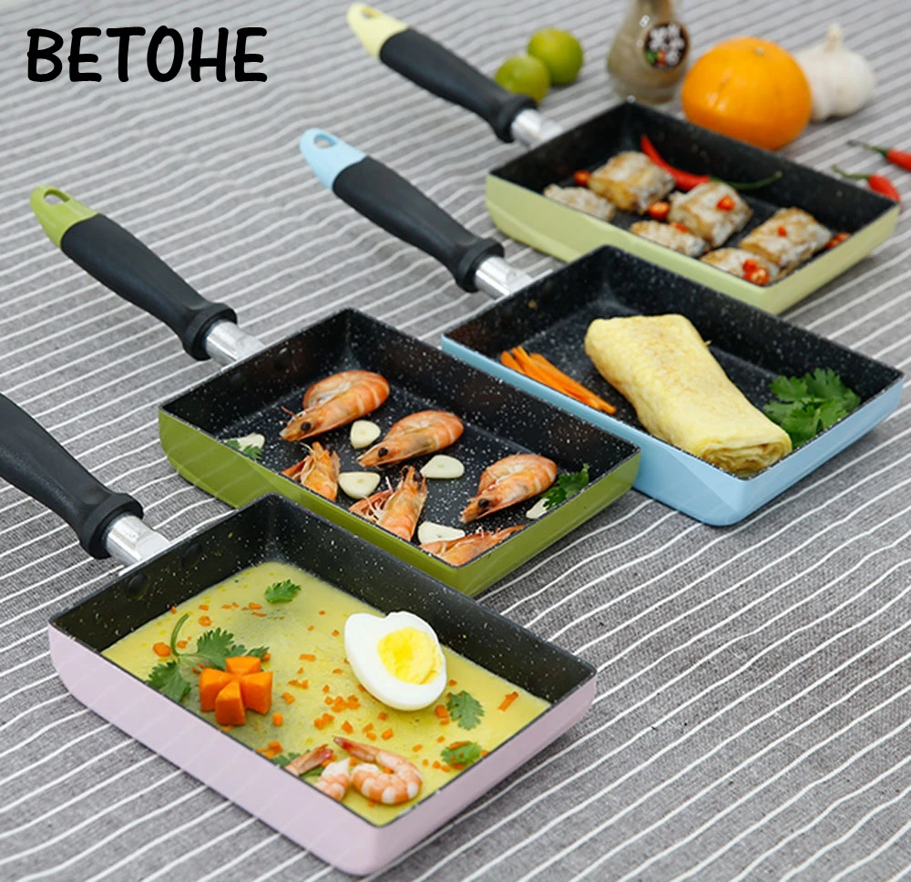 BETOHE 13x18CM Tamagoyaki Egg Rolls Pan Non stick Steak Frying Pans