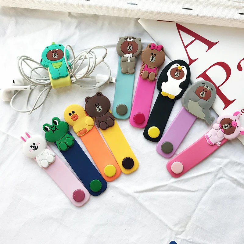 Cute Cartoon Earphone Headphone Cable Wire Cord Winder Organizer Clip Wrap