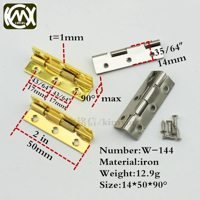 14*50mm 10pc golden/nickel In stock small box hinge Hinges for jewelry