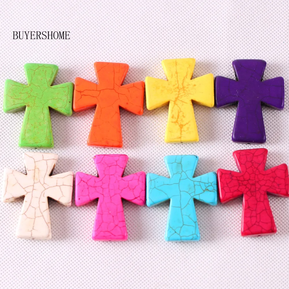 

Free Shipping Fashion Jewelry 50x40MM Red Pink Blue White Green Purple Yellow Cross Howlite Pendant 1Pcs K034-041