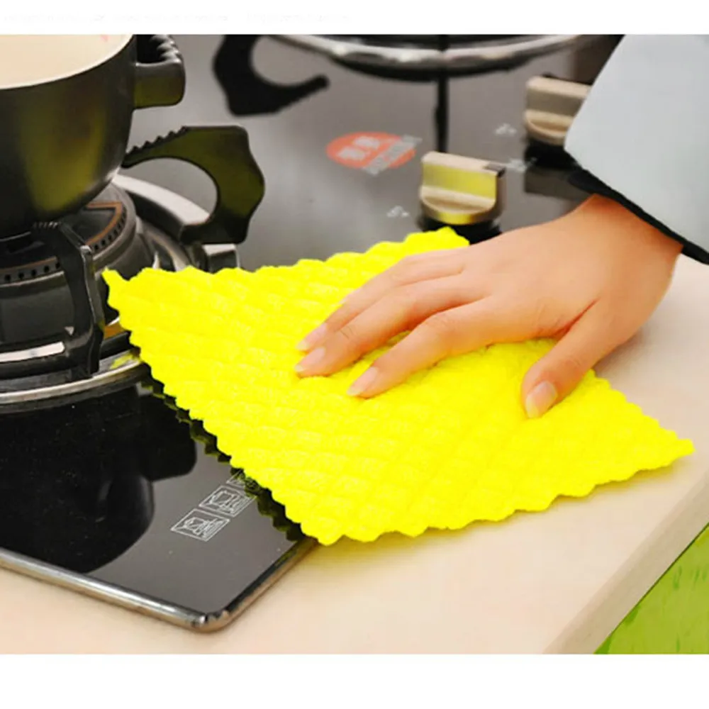 

Kitchen Cleaning Wiping Rags Hot Sale Anti-grease Color Dish Cloth Bamboo Fiber microfiber Washing Towel Magic#T2