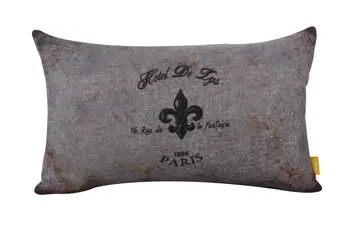 

LINKWELL 20"x12" Vintage Blue France Paris Fleur De Lys Lis Burlap Decorative Pillow Case Rectangular Cushion Cover Protector