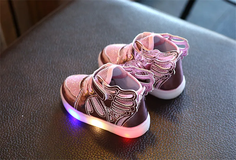 New Kids Glowing Sneakers Spring  Autumn Wing LED USB Luminous Lighted Shoes For Boys Girls Cute Children Lighted Sneaker XSKD01 (10)
