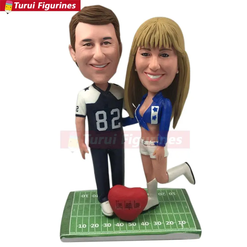 

Custom Dallas Cowboys Bobble Head Personalized Cowboys Cheerleader Girlfriend Cowboys Boyfriend Personalized Wedding Cake Topper