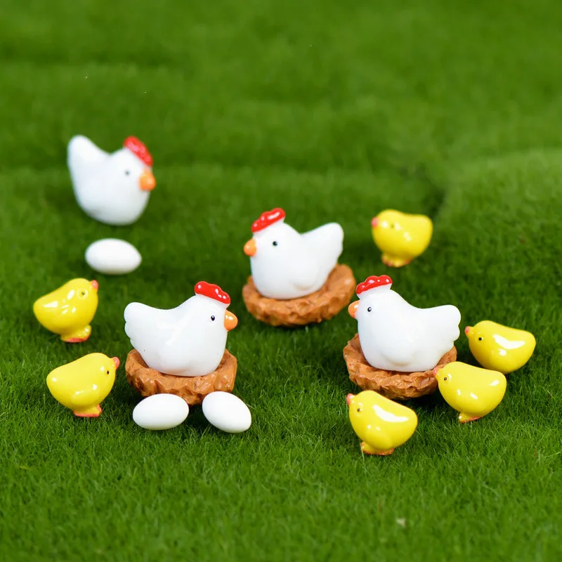 6pcs Mini Resin doll Chicken Eggs Miniature landscape toy Bonsai
