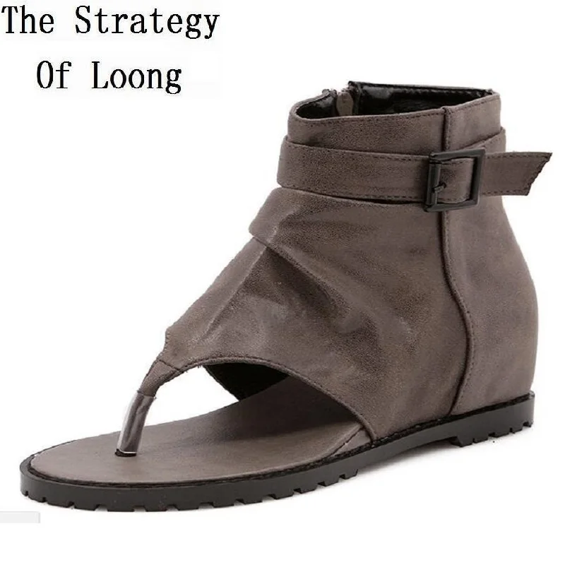 

Women High Top Buckle Rome Flip Flops 2019 New Arrival Fashion Casual Woman Flat Increasing Height Gladiator Sandal Shoes