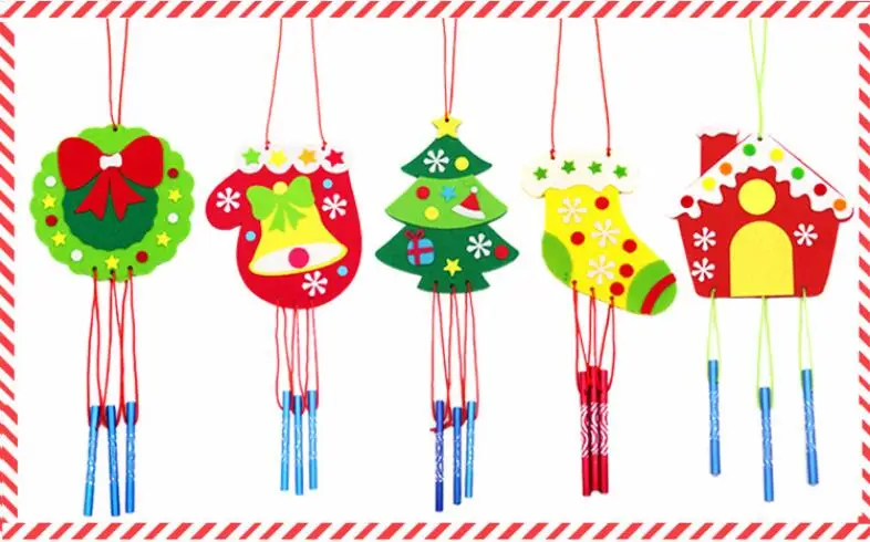 Детские DIY рождественские колокольчики, ветряные колокольчики, Обучающие игрушки, наборы для рукоделия, рождественские украшения, DIY ветряные колокольчики, ветряные колокольчики GYH