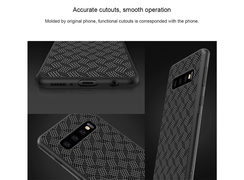 Nillkin Synthetic fiber Carbon PP Plastic Back Cover for Samsung Galaxy S10 Case 5.8'' thin for Galaxy S10 Plus / S10e case 6.1 7