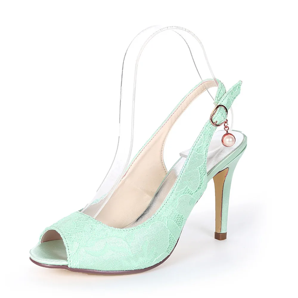 

Creativesugar concise open toe slingback sweet lace lady high heels bridal wedding prom party cocktail fresh color dress shoes