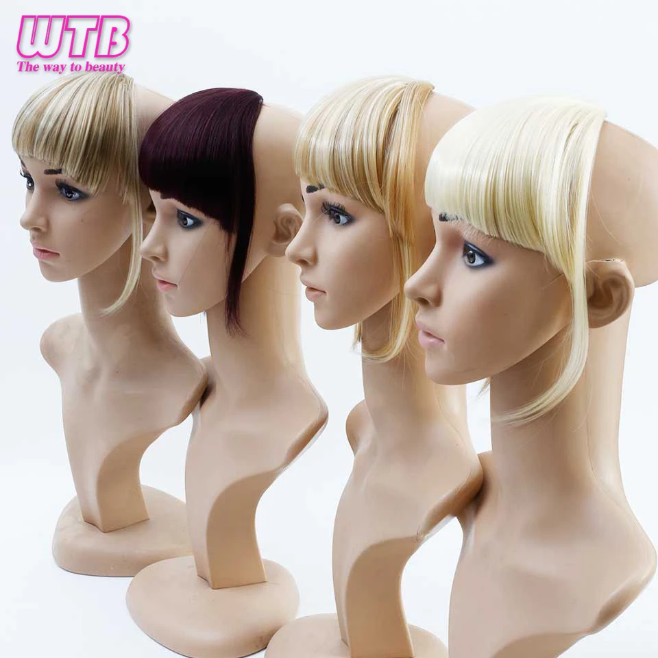 WTB Short Straight Flat bangs Heat Resistant Synthetic Hair Women Hair Pieces Natural Short Fake Hair Bangs