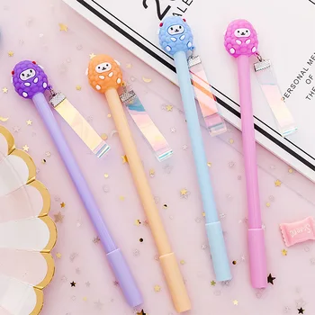 

Kawaii Lamb Sheep laser Pendant Ribbon Gel Pen black ink Signature Pen Escolar Papelaria School Office Supply Promotional Gift