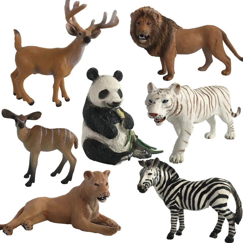 

1pc Animal Model Action Figures Zoo Park Simulation Tiger Lion Panada Kangaroo Models For Kids Early Education Toy #A