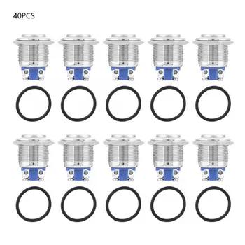 

40pcs 19mm Metal Waterproof Momentary Push Button Switch Auto Reset High Head 2-Pin BEM-19-10TT