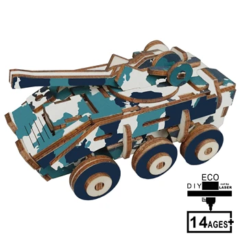 

Laser Cutting 3D Wooden Puzzle Military Weapon Explosion-Proof Vehicle Manual Assembly Kid Educational Wooden Toys Children Boy