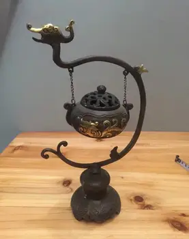 

Collectible archaize brass hang dragon Incense burner