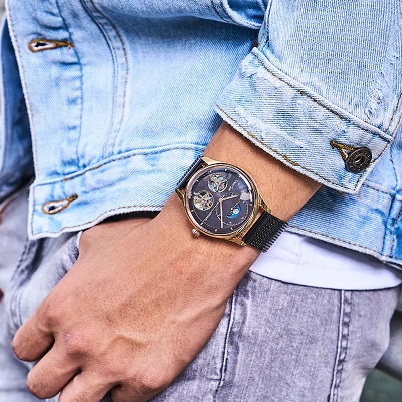 Bestdon الهيكل العظمي ساعات آلية للرجال التلقائي الأزياء مضيئة القمر المرحلة للماء ووتش سويسرا الفاخرة الذكور العلامة التجارية Bestdon الهيكل العظمي ساعات آلية للرجال التلقائي الأزياء مضيئة القمر المرحلة للماء ووتش سويسرا الفاخرة الذكور العلامة التجارية