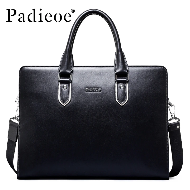 

Famous brand Padieoe 2018 New Genuine Leather Business Briefcase Tote Bag Men's Handbags Fashion Messenger Bag