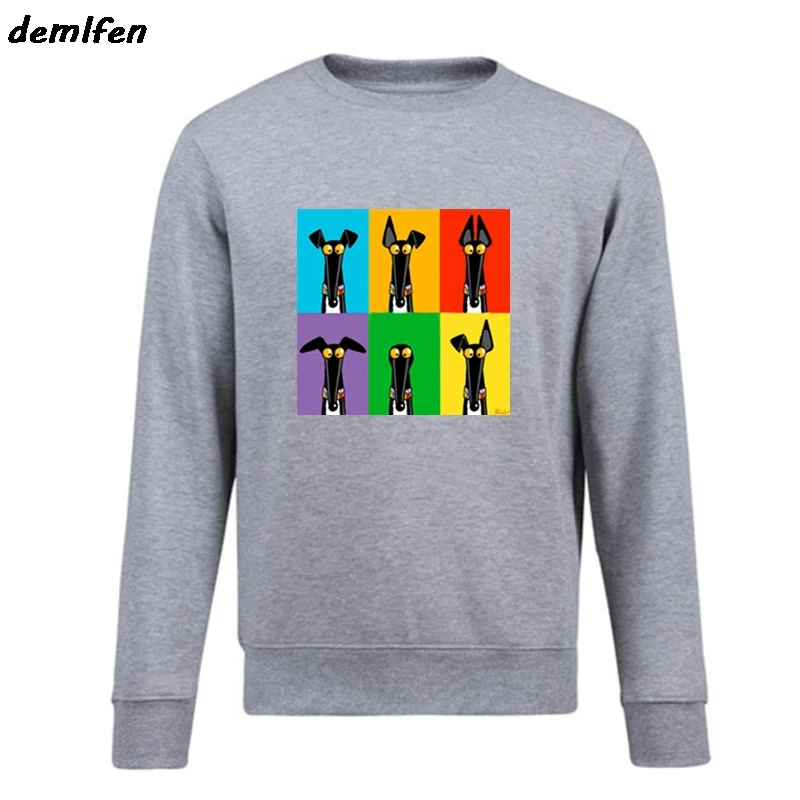 

Funny Greyhound Dog hoodies Men's pullover Fleece O-neck Hoodie Fashion Male Casual Sweatshirt Cool coat Top Harajuku Streetwear