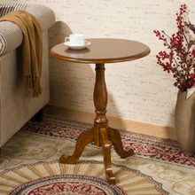

Solid Wood Small Round Table American Sofa Side Table European Minimalist Round Tea Table Small Coffee Table