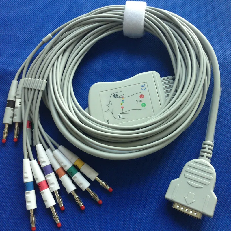 

GE Marquette One Piece ECG Cable with 10 leadwires, Banana 4.0 End, AH