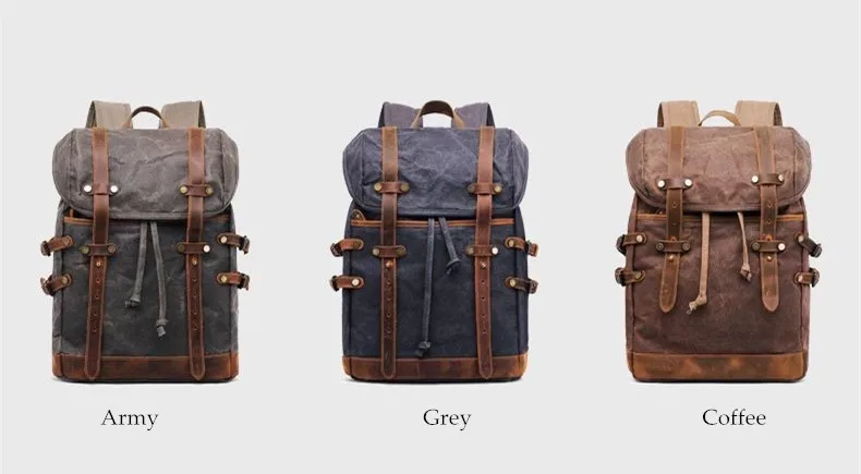 Rostock canvas & leather Vintage Style rucksack