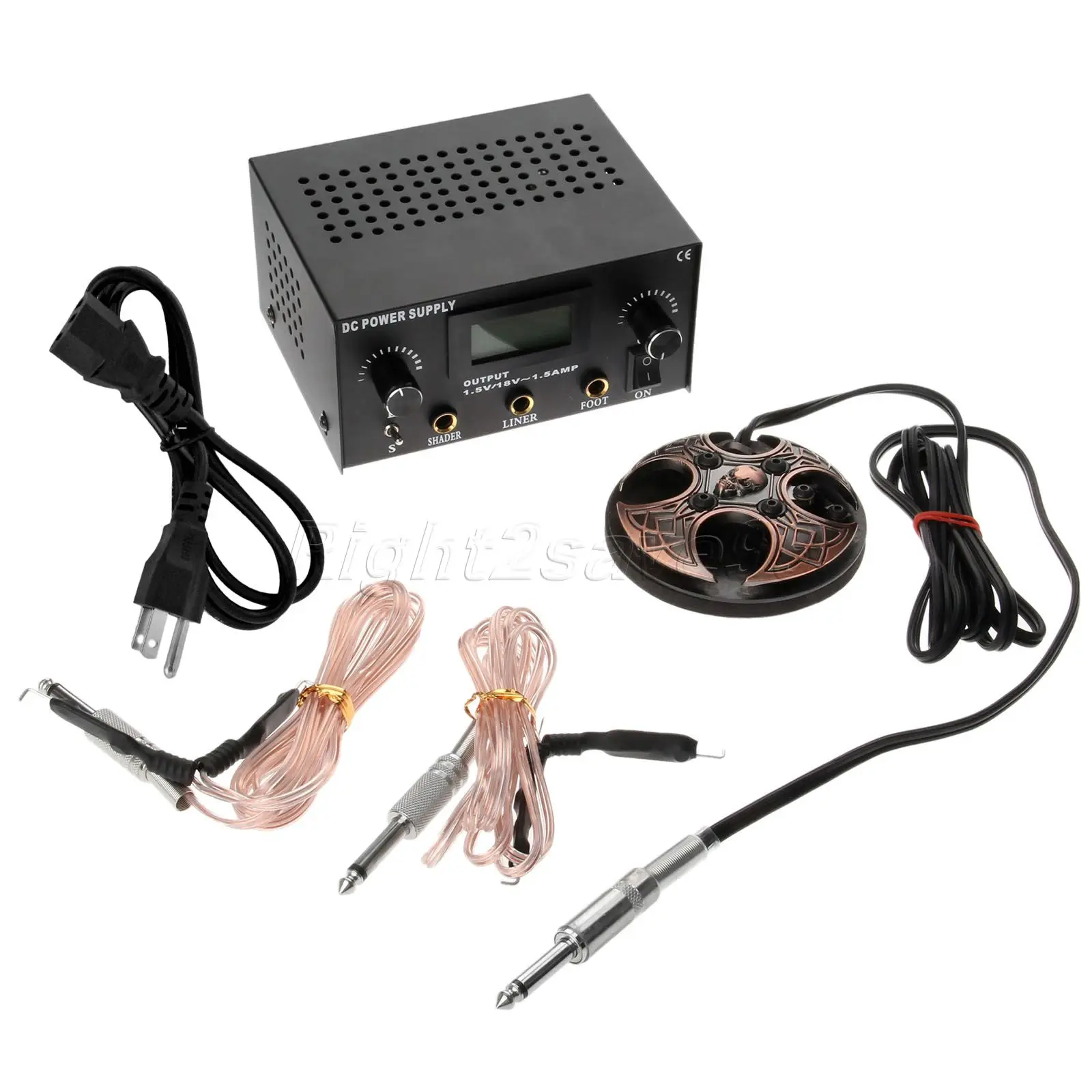 2017 Digital DUAL machine TATTOO POWER SUPPLY US plug Foot Pedal Switch+2 X Clip Cords for tattoo machine gun цена 2017 Digital DUAL machine TATTOO POWER SUPPLY US plug Foot Pedal Switch+2 X Clip Cords for tattoo machine gun цены онлайн