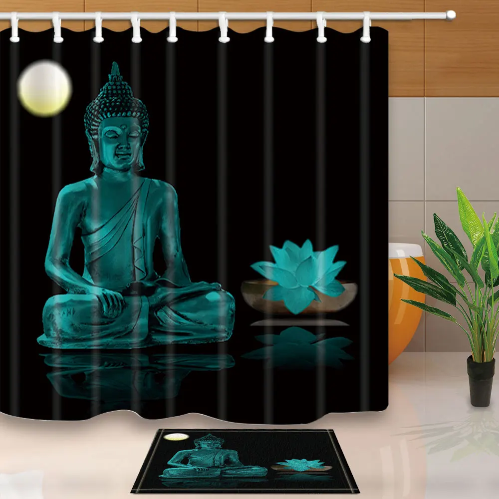 Ванная комната занавески для душа статуя Будды бамбуковые экраны для ванной домашний декор водонепроницаемая ткань из полиэстера и плесени доказательство с 12 крючками - Color: G