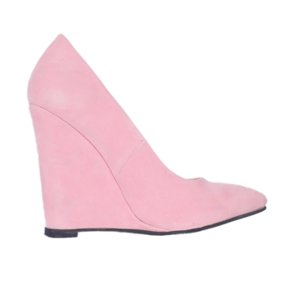 Оригинальное предназначение; очень элегантные женские туфли-лодочки; модные туфли-лодочки на танкетке с острым носком; Великолепная Женская обувь розового цвета; большие размеры США 4-15