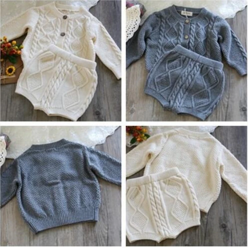2018 Girls Clothing Sets Pure Cotton Knit Suit Long Sleeved Jacket Shorts Two Pieces Girls Clothes Girls Clothing Sets