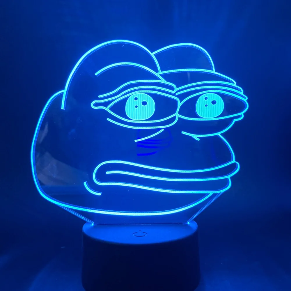 

3d Led Night Light Pepe The Frog Funny Bitter Emoji Gift for Kids Child Birthday Nightlight Home Bedroom Decorative Table Lamp