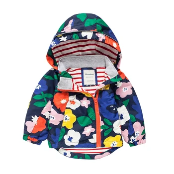 

M28 Fashion Boys Girl Big flowers Blue Coat Hoodie Child Jacket Girl Tops Windbreaker Child Thin Coat Child Thin Jacket