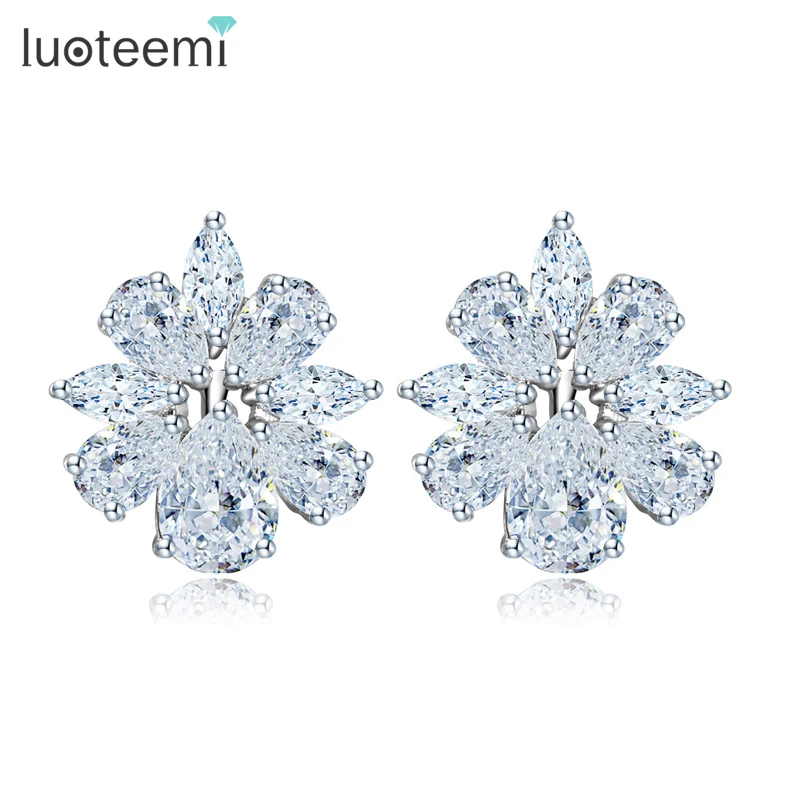 LUOTEEMI, модные классические серьги-гвоздики ААА+ Кубического циркония с секретным ароматом цветов для женщин, модные роскошные ювелирные изделия
